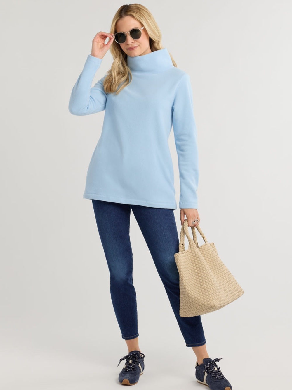 New! Dudley Stephens Cobble Hill Light Blue Funnel Neck Turtleneck Sweater 🩵 L